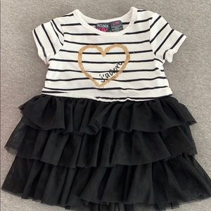 KOALA Baby Girl “J’Adore” Black and White Striped Tutu Dress Size 6-9M EUC